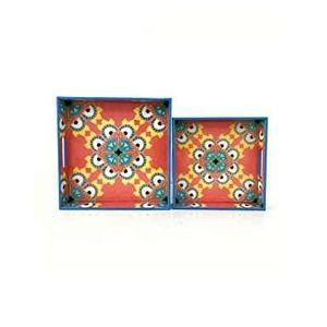 Bandeja de madera con estampado esmaltado de primera calidad, bandeja de servicio multiusos para cocina, comedor y fiesta, tabla de servir bebidas - Product Image 4