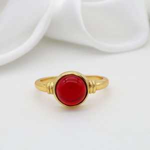 Anillo de declaración certificado chapado en oro Coral rojo exclusivo, joyería de moda hecha a mano para mamá, regalo de piedra con forma de piedra preciosa personalizada - Product Image 5