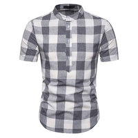 Tissu en toile de coton 100% à carreaux écossais personnalisable pour hommes et femmes, manches courtes pour chemises avec fonction de séchage rapide