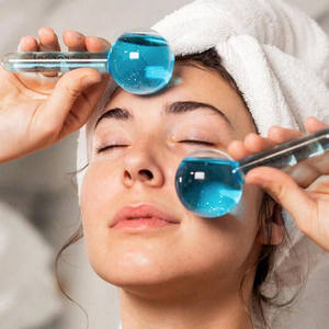 Esferas de hielo Myrva, bolas de masaje frías de vidrio para la cara, uso doméstico, color azul - Product Image 3