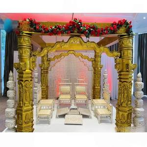 ชุดผ้าใย Mandap สีทองแบบดั้งเดิมสำหรับงานแต่งงานอินเดียตอนใต้ชุดรับของตกแต่งเวทีแต่งงาน - Product Image 1