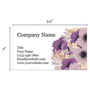 Supere las expectativas Tarjetas de visita impresas personalizadas en 300gsm Sturdy Stock Purple Floral Business Card - Product Image 5