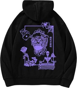 Sudadera con Capucha Gráfica Vintage con Cordón, Manga Larga, Estilo Urbano con Bolsillo - Product Image 2