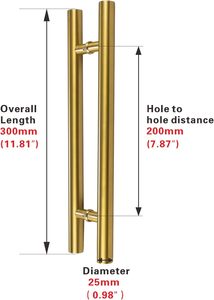 Poignée de porte en laiton plat 300 mm, durable, finition laquée en laiton satiné, personnalisable, emballage en carton - Product Image 4