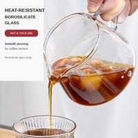 Carafe à café en verre borosilicate en gros, 450 ml, 600 ml, transparente ou gris fumé, avec poignée en verre ou en bois