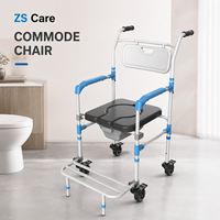 Fauteuil de douche multifonctionnel 3-en-1 avec roulettes verrouillables pour personnes âgées
