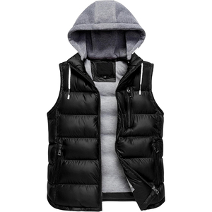 Hommes décontracté résistant à l'eau hiver extérieur gilet bouffant fermeture éclair sans manches avec capuche polaire veste personnalisée tissu gilet bouffant - Product Image 5