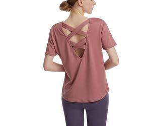 Camiseta elástica personalizada para mujer, camiseta de manga corta con cuello de pico, camisa de hombro caído y pantalones rasgados, precio barato - Product Image 4