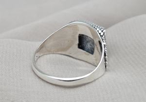 925 Sterling Silver Dendritic Agate <b>Ring</b> Square Black & White Agate Jewelry Handmade Boho <b>Statement</b> <b>Ring</b> Unique Gift for Her - Product Image 3