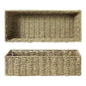 Panier de toilette haut et étroit en jonc de mer personnalisé pour un rangement pratique dans la salle de bain et la cuisine, servant également de plateau de service - Product Image 1