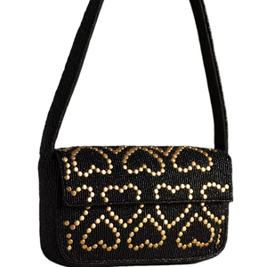 Bolsos de Hombro Bordados con Cuentas Negras para Mujer, Diseño Personalizado, Bolso de Cuentas Hecho a Mano para Regalo - Product Image 1