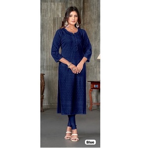 Kurti recto de trabajo de bordado pesado de calidad superior con pantalón para oficina y ropa informal a un precio asequible - Product Image 1