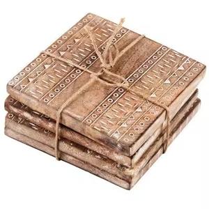 Ensemble de sous-verres en bois naturel avec support Décor de table élégant pour la maison Bureau Restaurant Café Fête Utilisation - Product Image 4