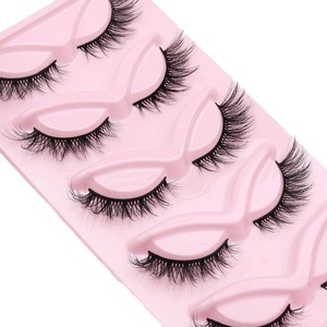 Vente en gros des faux cils les plus populaires, 5 paires, série œil de chat 3D, faits à la main, en fausse fourrure de vison, avec logo personnalisé - Product Image 2