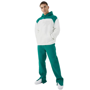 Pull-over à capuche à panneaux vierges avec pantalon empilé, survêtement et survêtement pour hommes, 100% coton lourd personnalisé du fabricant - Product Image 1