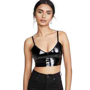 Plus Size Women's Leather <b>Bra</b> for Adults Breathable Lightweight Plain Dyed with Front Logo Simple Style - Product Image 1