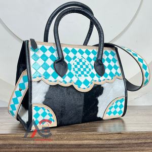 กระเป๋าโท้ทหนังลายหมากรุกมือลายตารางหมากรุกกระเป๋าถือกระเป๋าสะพายข้างความจุขนาดใหญ่ - Product Image 1