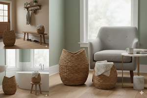 Ensemble de 2 paniers GENTONG CORONG en écorce de bananier et fibre de coco, artisanat - Product Image 6