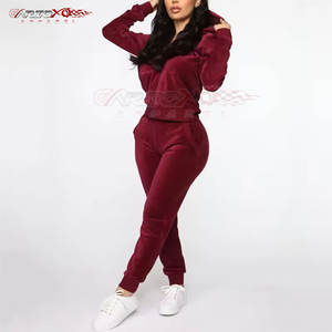 ชุดวอร์มผ้ากำมะหยี่สำหรับผู้หญิงแฟชั่นผ้าผูกคอและกางเกงวิ่งจ็อกกิงเอวยางยืดชุดวอร์มผ้ากำมะหยี่สำหรับผู้หญิงทันสมัย - Product Image 1