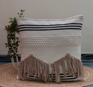 Funda de almohada de yute tejida de algodón orgánico estilo bohemio, versátil 18x18/20x20, cojines estampados con flecos para el hogar, sala de estar, Hotel - Product Image 3