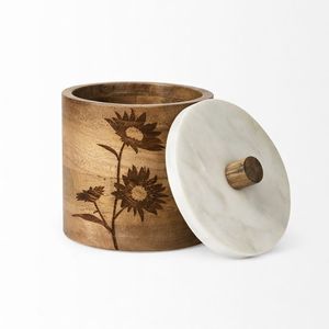 hot selling Wooden <b>Storage</b> Jar with Marble Lid and Star Pattern for Home and Kitchen Decor Rustic Wooden Jar latest - Product Image 6