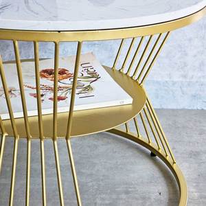 โต๊ะโซฟาสองชั้นทันสมัยพร้อมท็อปหินขนาด 60x60 ซม. และขาเหล็ก รุ่น TT68275 - Product Image 5