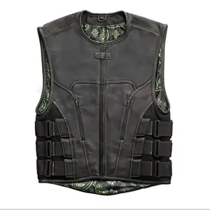 Hot Selling Men's Leather Swat Style Motorcycle Vest Breathable Men's Vests & Waistcoats from Pakistan