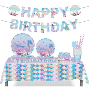 Nouveautés - Décorations de fête sur le thème des sirènes - Vaisselle pour fêtes d'anniversaire - Product Image 1