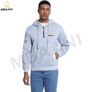 Sweat-shirt à capuche décontracté pour homme, pull à manches longues avec fermeture éclair quart de tour et poche kangourou - Product Image 4