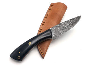 Cuchillo de caza de acero de Damasco de alta calidad, venta al por mayor, cuchillo de Camping, cuchillos de caza al aire libre con funda - Product Image 4