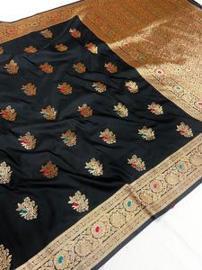 ผ้าไหมบานาราสีแท้ ขายส่ง ผ้าส่าหรีแบบดั้งเดิมของผู้หญิงอินเดีย ผ้าส่าหรีสวยงาม ดีไซน์เนอร์ พร้อมส่ง - Product Image 3