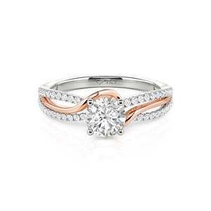 Anillo de compromiso Jeulia Amore de dos tonos con diamantes redondos retorcidos en oro rosa de 18 quilates - Product Image 1