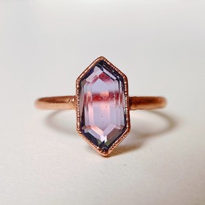 Handmade Electroformed Quartz <b>Ring</b> Custom Color Copper Jewelry Crystal Gemstone Statement Adjustable Boho <b>Ring</b> - Product Image 2