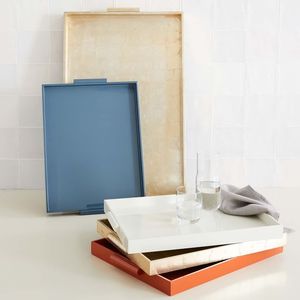 Plateau de service rectangulaire en bois fait main en laiton AK de couleur bois naturel avec poignée en métal pour décor de table/décor d'hôtel - Product Image 5