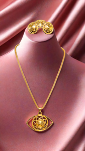 Comprar collar en forma de ojo conjunto de pendientes con 22Ct chapado en oro de primera calidad collar pendientes Conjunto para las mujeres usan joyería - Product Image 3