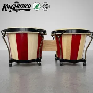 Juego de Bongos de Álamo Rayado de 6-7 Pulgadas con Acabado Brillante de Dos Tonos, Parches de Piel de Oveja, Percusión Manual Ajustable - Product Image 3