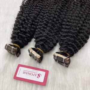 Extensions de cheveux humains normaux de bande de couleur noire vierge crue à double tirage Bande normale bouclée profonde dans les extensions de cheveux humains - Product Image 6