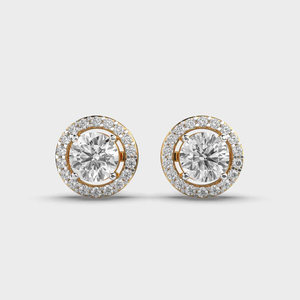 Classic 925 Silver Round Cut <b>Moissanite</b> Diamond Stud <b>Earrings</b> With Halo Design For Wedding or Anniversary Gift For Women - Product Image 4