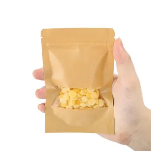 Emballage de thé en vrac réutilisable de qualité alimentaire oem odm avec impression personnalisée sac en papier kraft zip-lock avec fenêtres