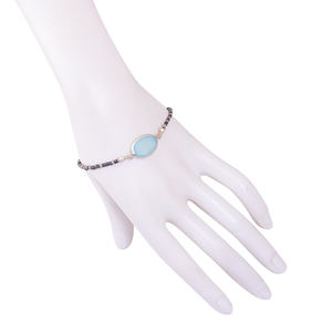 Bracelet en argent sterling 92,5 fait à la main avec chalcédoine - Bijoux de luxe plaqués or 18 carats avec pierre précieuse naturelle pour mariage et fête - Product Image 3