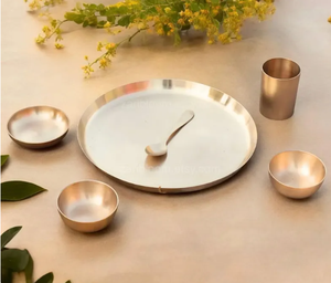 Quality Bronze Kansa <b>Indian</b> Thali sets Serving And Eating Plates For Dining Set Direct Factory Manufacturer - Product Image 4