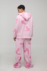 Ensemble sweat à capuche et jogging en molleton bouclette épais et écologique 420 g/m² – Qualité supérieure, vierge, style streetwear, personnalisable avec logo - Product Image 2