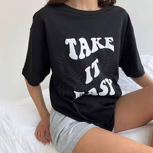 Camiseta de Verano para Mujer, Estilo 2025, Oversize con Estampado Puff, Material de Algodón, Transpirable, de Secado Rápido, Directo de Fábrica - Product Image 3