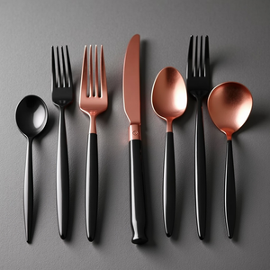 High Quality Eco-Friendly Wedding <b>Cutlery</b> Set in <b>Gold</b> & <b>Black</b> 4pcs 20pcs 24pcs 30pcs Stainless Steel Silverware for Cooking - Product Image 4