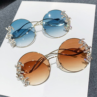 Lunettes de soleil rondes incrustées de diamants pour femmes, protection UV400, tendance 2026, vente chaude