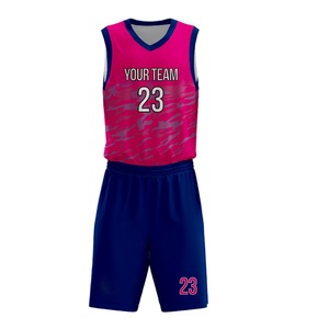 Uniforme de basket-ball imprimé par sublimation, tenue d'été, maillot sans manches, sergé, tissu respirant, col en V côtelé - Product Image 2