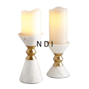 Soporte de vela votiva de mármol blanco, soporte de palo de vela grabado a mano Para Boda y decoración del hogar, vela de Metal ligera de té votiva - Product Image 1