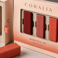 Boîte cadeau personnalisée imperméable avec lamination mate pour rouge à lèvres, emballage tiroir avec insert pour ensemble cosmétique 3 pièces, marque privée OEM