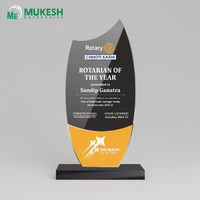 Trophée en acrylique Wave Crest - Finition cristal poli élégante et durable, impression typographique gravée, récompense pour entreprise, sport, académie