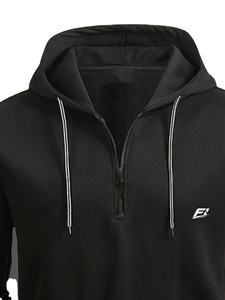 Men's Polyester/Cotton Fleece Hoodie Tracksuit Set OEM Half <b>Zip</b> Sweatshirt <b>Jogger</b> Pants Wholesale B2B Sportswear Apparel - Product Image 2
